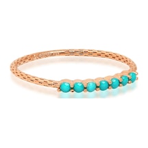 Kuyumcudukkani Firuze Sıra Taşlı Trend Yüzük-10316-r-blu Rose Gold