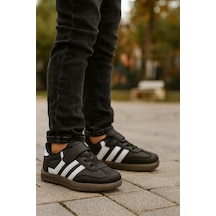 Günlük Unisex Çocuk Sneaker Bağcıklı Hafif Kaymaz Taban Ayakkabı SİYAH-BEYAZ