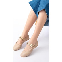 Alemdarshop İnf-6363 Nut Baret Tokalı Günlük Bayan Ayakkabı Nude
