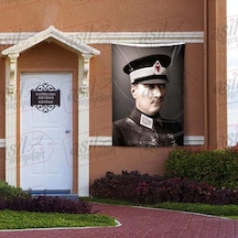 Askeri Üniformalı Gazi Mustafa Kemal Atatürk - Portre 100x150 Cm Saten Kumaş 1