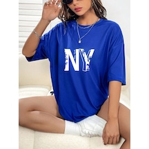 Unisex New York Baskılı Tasarım Tshirt Mavi