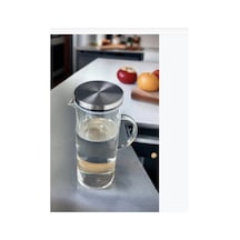 İnox Metal Kapaklı Borosilikat Cam 1500 Ml Sürahi Ateşe Isıya Dayanıklı Sürahi Şeffaf 598427690