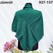 Soft İpek Düz Renk Flamlı Pamuk Eşarp Zümrüt 937-157 Çok Renkli