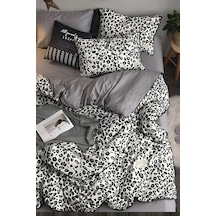 İqon Leopar Premium Cotton 64S Lastikli Çarşaflı Çift Kişilik Nevresim Takımı Siyah