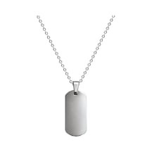 Tesbihane Kadın Çelik Kolye - Kişiye Özel - Gümüş Renk - Oval Dikdörtgen Tasarım - 45 Cm