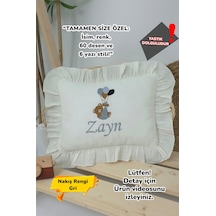 Gros Shop Müslin Yeni Doğan 4katlı Organik %100pamuk Kişiye Özgü Nakışlı Hastane Çıkış Seti Balonlu Ayıcık-2 Ekru-3
