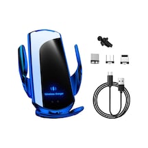 Monyee Mavi Araç İçin 15w Kablosuz Şarjlı Akıllı Sensörlü Telefon Tutucu, 360 Derece Döner, Otomatik Açılma-kapama, Navigasyon Ve Araç İç Gereci