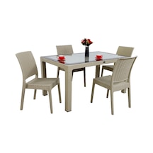 Mandella Elit Rattan 90x150 4 Kişilik Elit Sandalye Camlı Masa Takımı Çölbeji Diğer