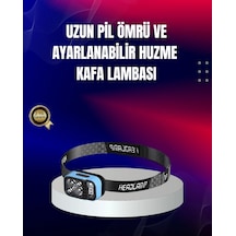 Süper Parlak Led Kafa Feneri 3 Renk 53 Mod Type C Şarjlı Mavi