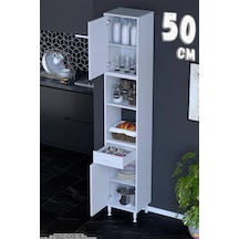 Bengi 50 Cm Organizer Mutfak Dolabı - Kahve Makinası Mutfak Robotu Standı Çok Amaçlı 50x226x32 Cm Beyaz