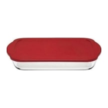 59006 Plastik Kapaklı Borcam Fırın Kabı 33x19 Cm Bordo