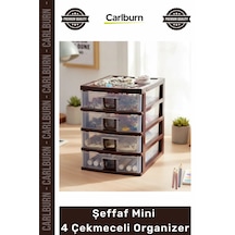 Çekmece Pratik Ev Ofis Masaüstü Şeffaf Depolama Çekmeceli Organizer Mini 4 Çekmeceli Organizer Çok Renkli