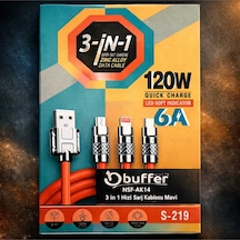 3-in-1 Arada Şarj Kablosu 120w Hizli Şarj Diğer
