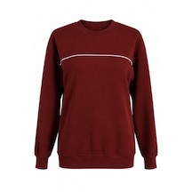 Trender O Yaka 3 İp Biyeli Vişne Kadın Sweatshirt 27kdt1000015