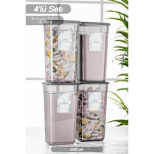 4 Adet Elina Jumbo Etiketli Dikdörtgen Saklama Kabı - Tablet Deterjan Saklama Kutusu Seti 3200 Ml