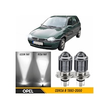 Opel Corsa B 1993-2000 Uyumlu Mercekli Far Ampulü Led Xenon Beyaz Renk Far Şimşek Etkili Csp Led Lamba Uzun Kısa 2 Adet Takım
