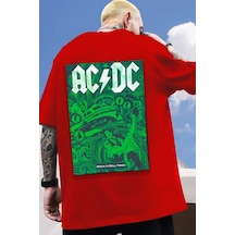 Unisex Acdc Baskılı T-shirt Kırmızı