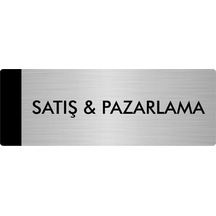 Metal Yönlendirme Levhası, Departman Kapı Isimliği Satış & Pazarlama 5x20 Cm Gümüş Renk
