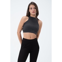 Quhox Kadın Kaşkorse Crop Atlet Antrasit