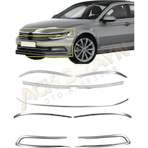 Volkswagen Passat B8 2015-2019 Ön Krom Seti 3'lü Ön Tampon Çıtası+sis Çerçevesi+far Kaşı A+