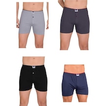 Berrak 12'Li 12 Adet Lacivert-Siyah-Füme- Açık Gri Renkler Penye Erkek Boxer 001