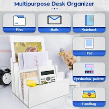 Ganzhoushop Masaüstü Dosya Düzenleyici, 4 Bölmeli Masa Depolama Ve Aksesuarlar Klasör Sıralama Makinesi Posta Kırtasiye Elektronik Beyaz