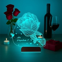 Luvivia Sevgiliye Hediye Gül Kişiye Özel 3d Lamba - Masa Gece Lambası V2