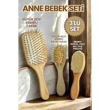 Anne Bebek 3'lü Saç Bakım Seti Bambu Uçlu Kayın Tarak Ve Doğal