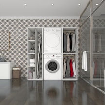 Kenzlife Çamaşır-Kurutma Makinesi Dolabı Ve Giysi Dolabı Cevheri Sol Byz 180 170 60 % 100 Full Mdf Çok Renkli