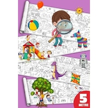 Sinaticaret Saklı Nesneler Boyama Kağıdı Rulosu, Dev Boy, 45 Cm X 5 Metre, Keşif Temalı, Çocuklar İçin