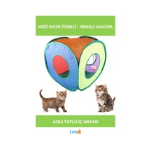 Renkli Dayanıklı Kedi Oyun Tüneli Asılı Oyuncak Top İle Eğlenceli Saklanma Alanı