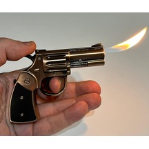 Metal Özel Tasarım Çift Ateşli Tabanca Silah Gazlı Çakmak Bakır