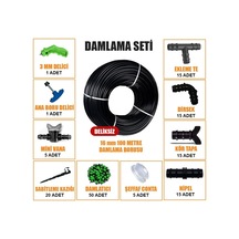 Damla Sulama Seti 100 Metre Damlama Hortumu Ve Ek Parçaları Bahçe Ağaç Fidan Sebze Sulama Ekipmanları Damlama Bor