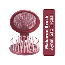 Beauty Makaron Metalik Saç Fırçası - 3d Esnek, Aynalı, Çanta Boy - Compact Detangler Gül Kurusu