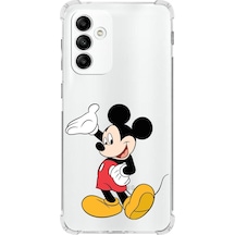 Samsung Galaxy Uyumlu M23 Köşe Korumalı Antişok Kapak Mickey Mouse Tasarımlı Şeffaf Kılıf