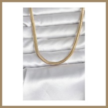 Bezos Cm 14k Gold Renk Yassı Yılan Zincir Model 45 Cm Kadın Kolye 22