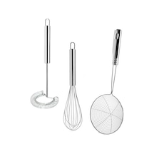 3'lü Kevgir Çırpıcı Set, Yağ Kevgiri, Tel Çırpıcı, Yumurta Çırpıcı Sos Karıştırıcı Mikser Paslanmaz Diğer