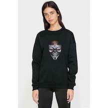 Iran Maiden Skull Baskılı Siyah Kadın Sweashirt