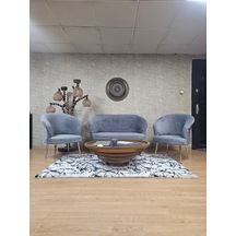 Zafir Teddy Takım Gold Kaplama Sivriltme Ayak Çay Seti Koltuk - Berjer , Balkon, Salon, Ofis Gri