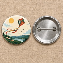 Fikart Göğe Açılan Uçurtma Filistin 58 Mm İğneli Rozet Çok Renkli