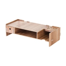 Sones Lcd Ekran Güçlendirici Ahşap Klavye Rafı Masaüstü Depolama Rafı Rafı Kiraz Ağacı