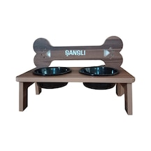 Köpek Su Ve Mama Standı -özel Isim Baskılı-kemik Model-cevizmdf-büyük Irk-seramiksiyahkase-2 1000ml
