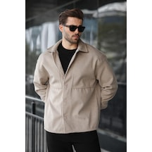 Taş Rengi Kaşe Gömlek Ceket E6765 Taş Rengi