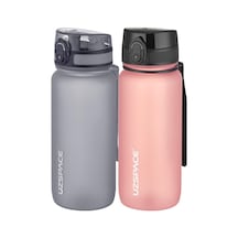 Uzspace 2'li Tritan Matara Seti 650 Ml 14 Farklı Renk Seçeneği Fiftyfifty -3037seta Gri - Pudra