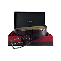 Fossil Bordo Rugan Suni Deri 3,5 Cm Erkek Kemeri 105 Taba