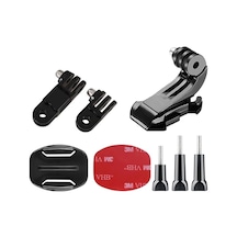 Gplus Bs08yvj 8 Parça Flat Zemin Düz Yüzey Vidalı J-hook Açılı 3 Yollu Aksiyon Kamera Uyumlu 3m Yapışkanlı Motor Kask Bağlantı Seti Siyah