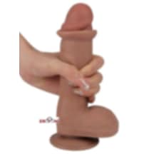 Erofoni Yeni Nesil Süper Realistik Kayan Derili 21 CM Çift Katmanlı Vantuzlu Yapay Dildo Penis