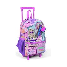 Minik Yuva Çekçekli Sırt Çantası Pembe Mor Fashion Girl Desenli İki Bölmeli 24055