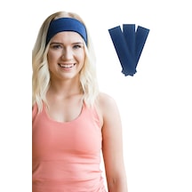 3lü Saç Bandı Pamuk Kadın Bandana Likra Spor Kafa Bandı P. Mavi