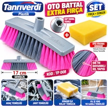 17 Cm Oto Battal Extra Fırça Araba Yıkama Temizlik Süpürgesi Ve Süngerli Set